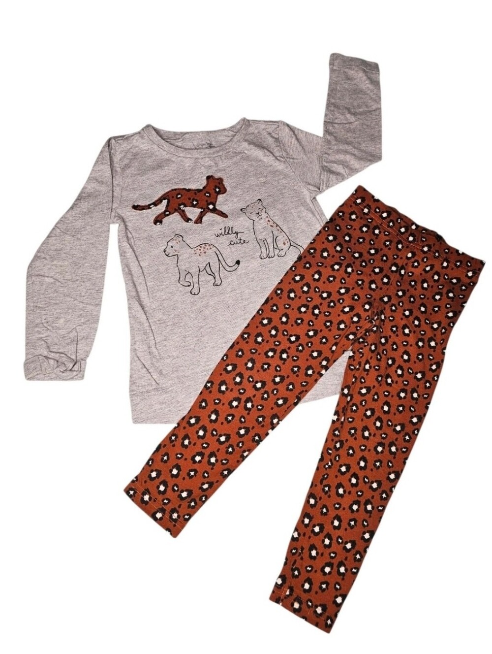 Simple Joys By Carters Girls' Gray and Rust Leopard Print Set